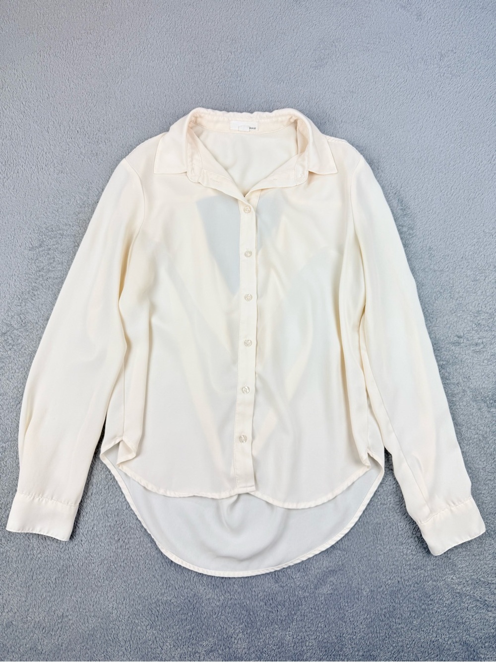 Garage Cream Open Back Blouse Long Sleeve Button Up Shirt Minimalist Soft Girl